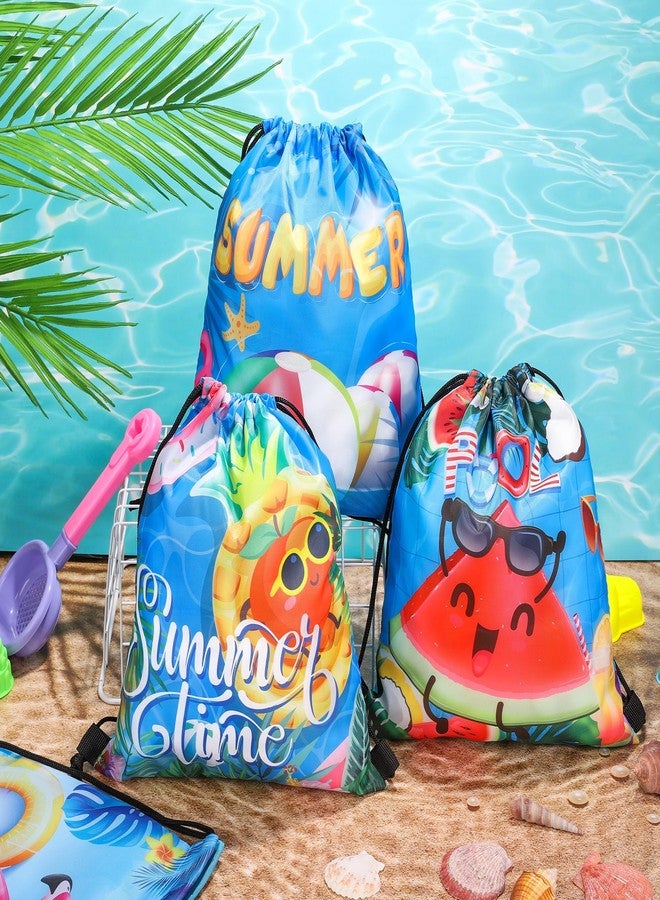 MIMIND 24 Pcs Summer Pool Drawstring Bags Beach Drawstring Backpack Party Favor Bags Goodie Backpack Bag for Hawaiian Party - Image 5
